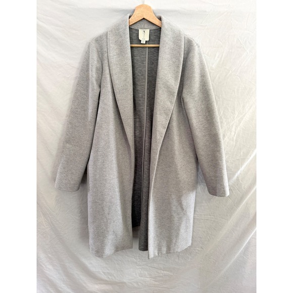 Joie Jackets & Blazers - Joie Shawl Collar Coat Women Gray Open Front Knit Overcoat Large